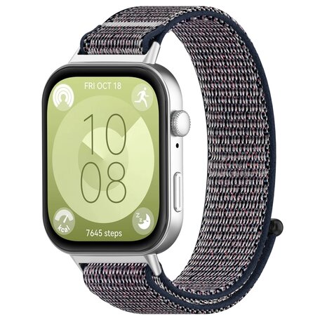 Sport loop nylon bandje - Blauw gemêleerd - Huawei Watch Fit 3 / Fit 4
