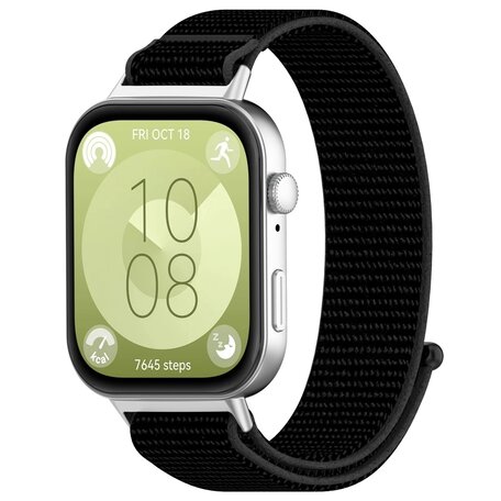 Sport loop nylon bandje - Zwart - Huawei Watch Fit 3 / Fit 4