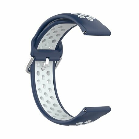Garmin Forerunner 570 (42mm) / 55 / 245 / 645 - Siliconen sportbandje met gesp - Donkerblauw + wit