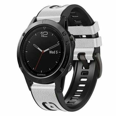 leer + siliconen bandje - Wit - Garmin Quatix 8 - 51mm