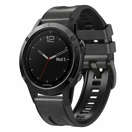 leer + siliconen bandje - Donkergrijs - Garmin Quatix 8 - 51mm