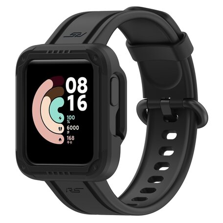 Siliconen sportband met case - Zwart - Xiaomi Redmi Watch 2 (Lite)