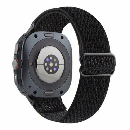 Elastische solo loop nylon bandje - Zwart - Samsung Galaxy Watch 8 Classic - 46mm