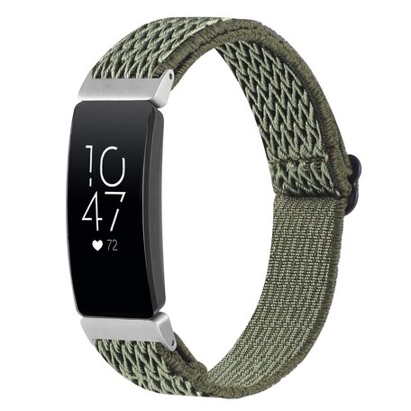 FitBit Inspire 2 & Ace 3 Elastische solo loop nylon bandje - Donkergroen