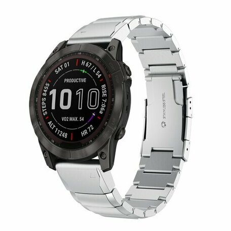 Stainless steel schakelband - Zilver - Garmin Quatix 8 - 51mm