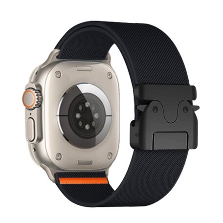 Nylon bandje met Parachute sluiting - Zwart - Geschikt voor Apple Watch 38mm / 40mm / 41mm / 42mm