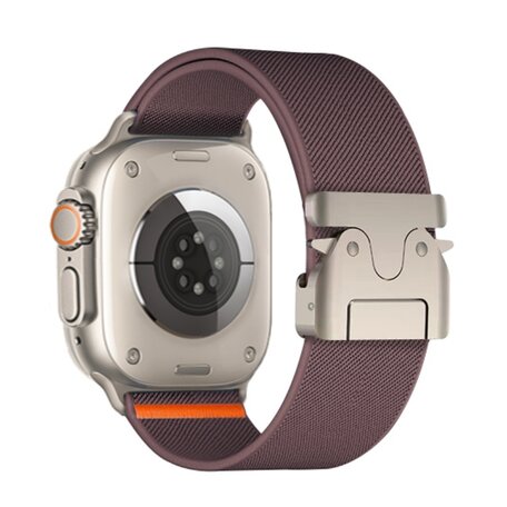 Nylon bandje met Parachute sluiting - Donkerpaars - Geschikt voor Apple Watch 44mm / 45mm / 46mm / 49mm