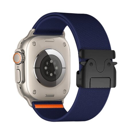Nylon bandje met Parachute sluiting - Donkerblauw - Geschikt voor Apple Watch 44mm / 45mm / 46mm / 49mm