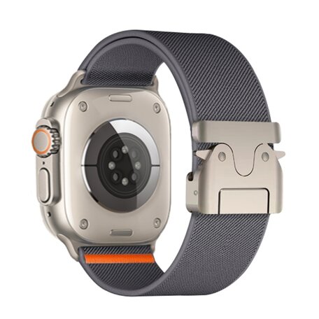 Nylon bandje met Parachute sluiting - Donkergrijs - Geschikt voor Apple Watch 44mm / 45mm / 46mm / 49mm