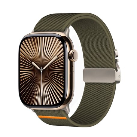 Nylon bandje met Parachute sluiting - Donkergroen - Geschikt voor Apple Watch 44mm / 45mm / 46mm / 49mm
