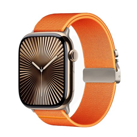 Nylon bandje met Parachute sluiting - Oranje - Geschikt voor Apple Watch 44mm / 45mm / 46mm / 49mm