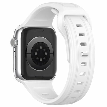 Square siliconen band - Wit - Geschikt voor Apple Watch 38mm / 40mm / 41mm / 42mm