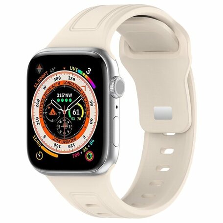 Square siliconen band - Beige - Geschikt voor Apple Watch 38mm / 40mm / 41mm / 42mm