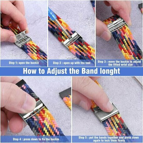 Garmin Venu 4 - 45mm - Braided nylon bandje - Zwart / wit gestreept