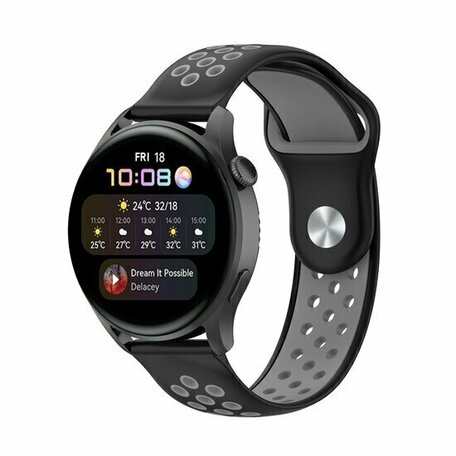 Sport Edition siliconen band - Zwart + grijs - Huawei Watch GT 6 / GT 6 pro - 46mm