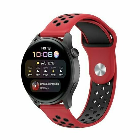 Sport Edition siliconen band - Rood + zwart - Huawei Watch GT 6 / GT 6 pro - 46mm