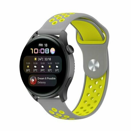 Sport Edition siliconen band - Grijs + geel - Huawei Watch GT 6 / GT 6 pro - 46mm