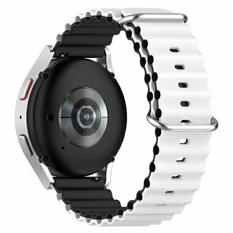 Ocean Style siliconen bandje - Wit / zwart - Huawei Watch GT 6 / GT 6 pro - 46mm