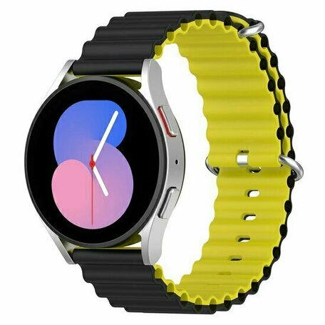 Ocean Style siliconen bandje - Zwart / geel - Huawei Watch GT 6 / GT 6 pro - 46mm