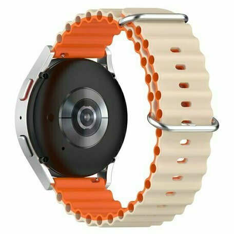 Ocean Style siliconen bandje - Beige / oranje - Huawei Watch GT 6 / GT 6 pro - 46mm