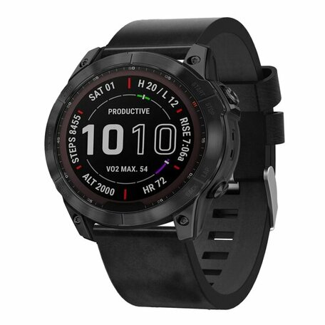 Leren bandje - Zwart - Garmin Fenix 8 / 8 Pro - 51mm