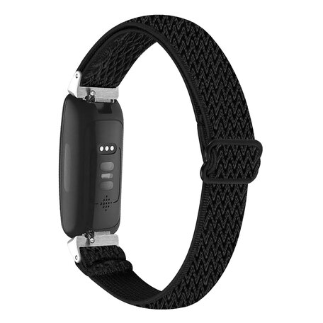Fitbit Inspire 3 - Elastische solo loop nylon bandje - Zwart Fitbit Inspire 3 - Elastische solo loop nylon bandje - Zwart