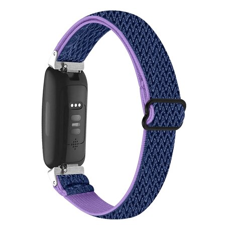 Fitbit Inspire 3 - Elastische solo loop nylon bandje - Blauw / paars Fitbit Inspire 3 - Elastische solo loop nylon bandje - Blauw / paars