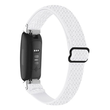 Fitbit Inspire 3 - Elastische solo loop nylon bandje - Wit Fitbit Inspire 3 - Elastische solo loop nylon bandje - Wit