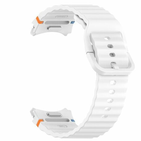 Wave Sportband met aansluitknop - Wit -  Samsung Galaxy Watch 6 Classic - 47mm & 43mm