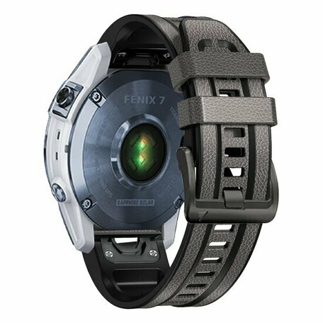 leer + siliconen bandje - Grijs - Garmin Tactix 8 - 51mm