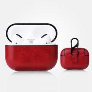 AirPods Pro / AirPods Pro 2 lederen hoesje - Met bevestigingsclip - Rood afbeelding