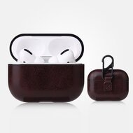 AirPods Pro / AirPods Pro 2 lederen hoesje - Met bevestigingsclip - Donkerbruin