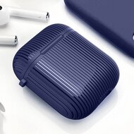 AirPods 1/2 hoesje Stripe series - Hard case - Blauw - Met bevestigingsclip afbeelding