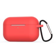 AirPods Pro / AirPods Pro 2 siliconen hoesje met karabiner haak - Rood afbeelding