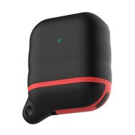 AirPods 1/2 hoesje siliconen waterproof series - soft case - zwart + rood afbeelding