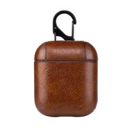 AirPods 1/2 hoesje Litchi PU Series - hard case - donker bruin afbeelding