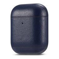 AirPods 1/2 hoesje Genuine Leather Series - hard case - donker blauw afbeelding