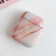 AirPods 1/2 hoesje Marble series - hard case - Marble roze - Schokbestendig afbeelding