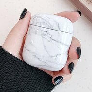 AirPods 1/2 hoesje Marble series - hard case - Marble wit - Schokbestendig afbeelding