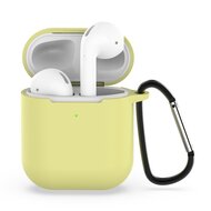 AirPods siliconen hoesje voor AirPods 1/2 - Geel + handige clip