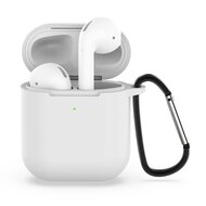 AirPods siliconen hoesje voor AirPods 1/2 - Wit + handige clip afbeelding