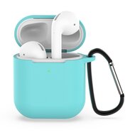AirPods siliconen hoesje voor AirPods 1/2 - Mint groen + handige clip afbeelding