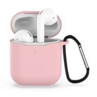 AirPods siliconen hoesje voor AirPods 1/2 - Licht roze + handige clip