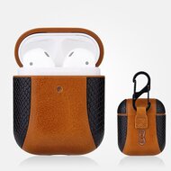 AirPods 1/2 hoesje PU Leer Flip-over - Zwart /bruin