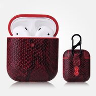 AirPods 1/2 hoesje PU Leer Slangenleer - Rood afbeelding