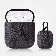 AirPods 1/2 hoesje PU Leer Slangenleer - Grijs afbeelding