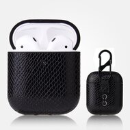 AirPods 1/2 hoesje PU Leer Slangenleer - Zwart afbeelding
