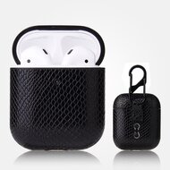 AirPods 1/2 hoesje PU Leer Slangenleer - Zwart