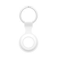AirTag case - draagbare silicone beschermhoes voor Apple AirTags, met sleutelhanger - wit afbeelding