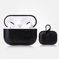 AirPods Pro / AirPods Pro 2 lederen hoesje - Met bevestigingsclip - Zwart afbeelding